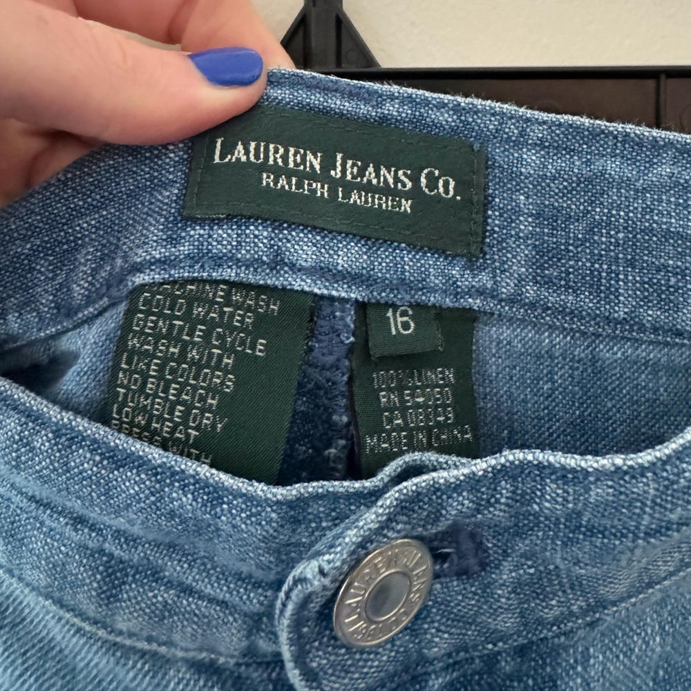 Lauren Jeans Co Ralph Lauren 100% Linen Jeans Women’s Size 16 Blue - Picture 5 of 5